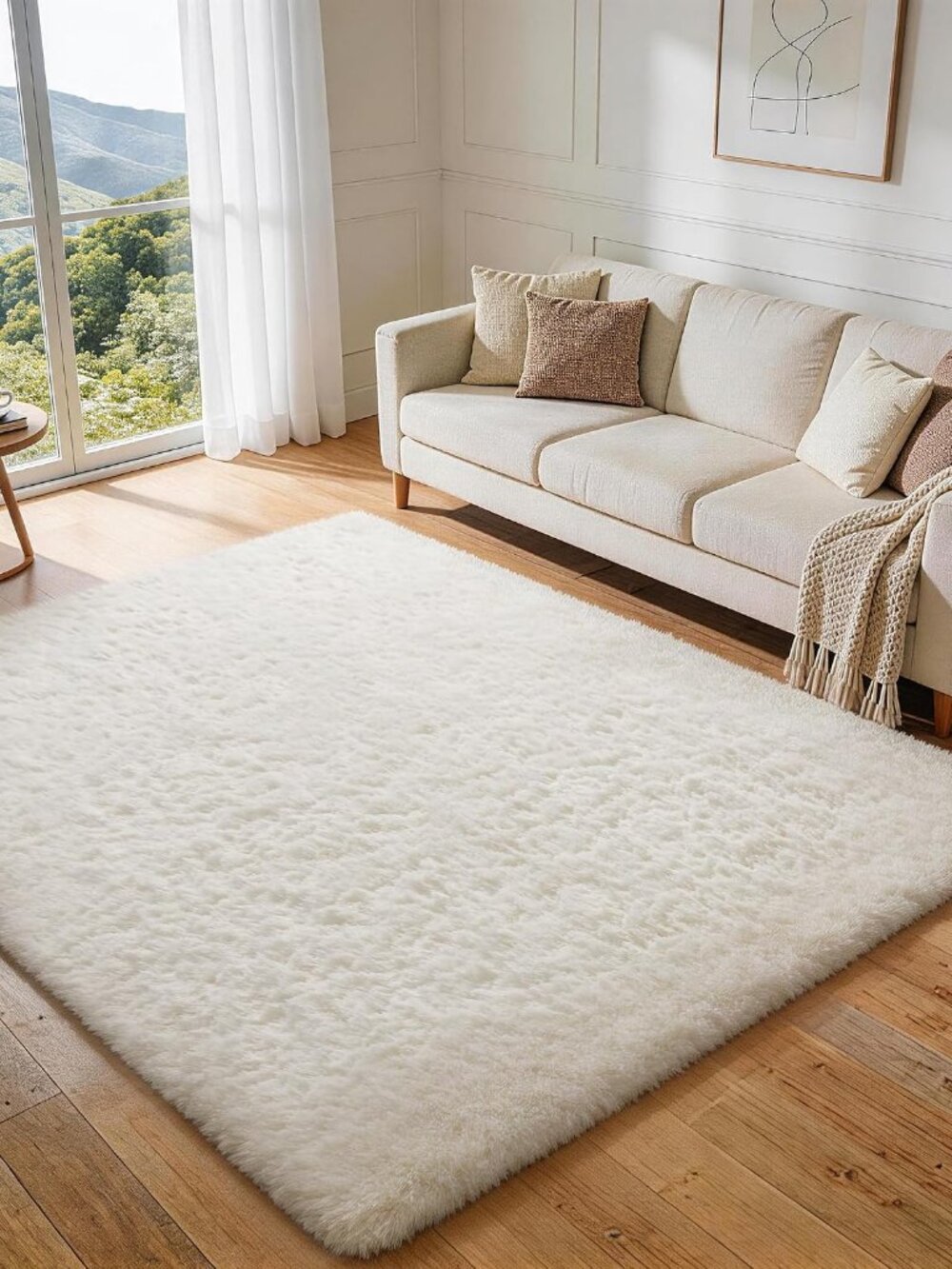 Rugs for Living Room, Upgrade Non-Slip Fluffy Soft 5x8 Area Rug, Shag Large Fuzz